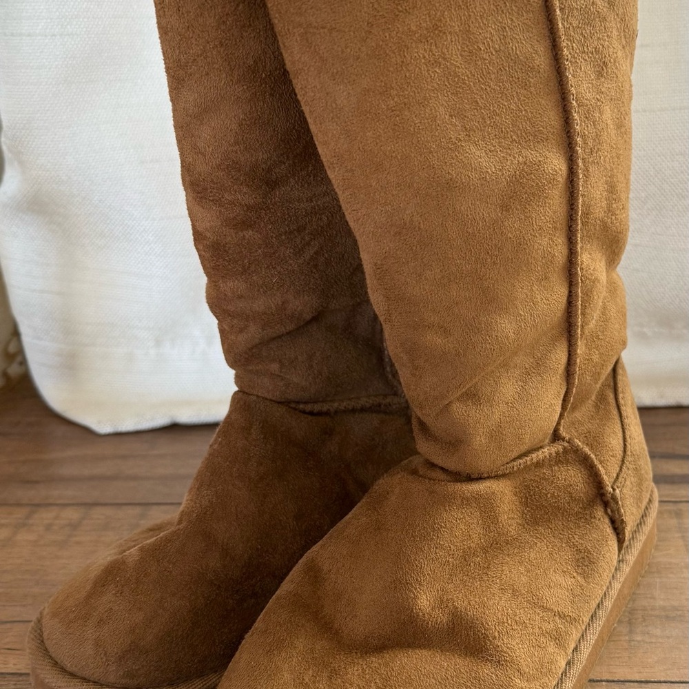 Brown Suede Knee-High Boots